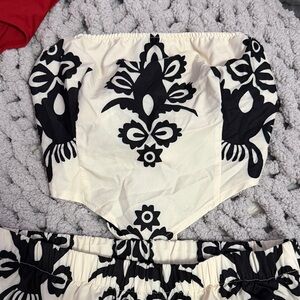 Black and White Floral Bandeau Top and matching pants
